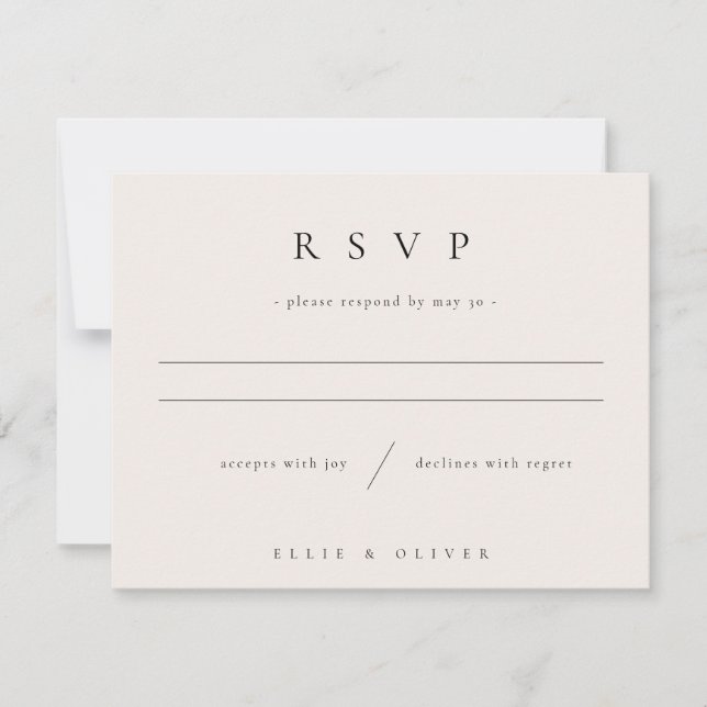 Beige Cream Boho Wedding Reply Moderne RSVP Karte (Vorderseite)