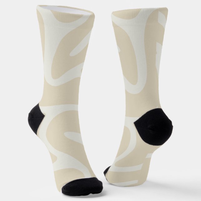 Beige Cream Organic Pattern Sustainable Premium Socken (Gewinkelt)