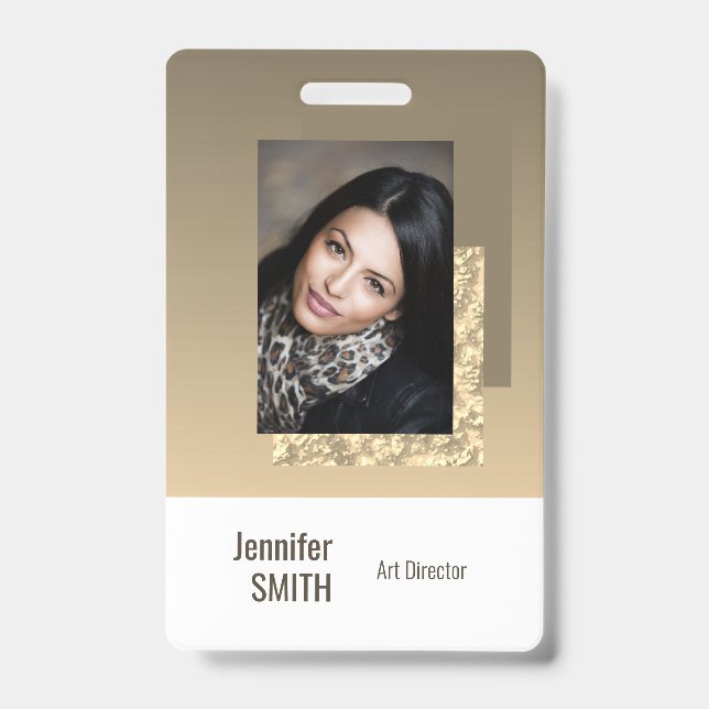 Beige Cream Simple Business-Logo-Barcode-Vorlage Ausweis (Vorderseite)