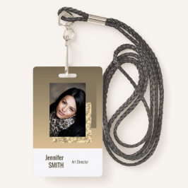Beige Cream Simple Business-Logo-Barcode-Vorlage Ausweis