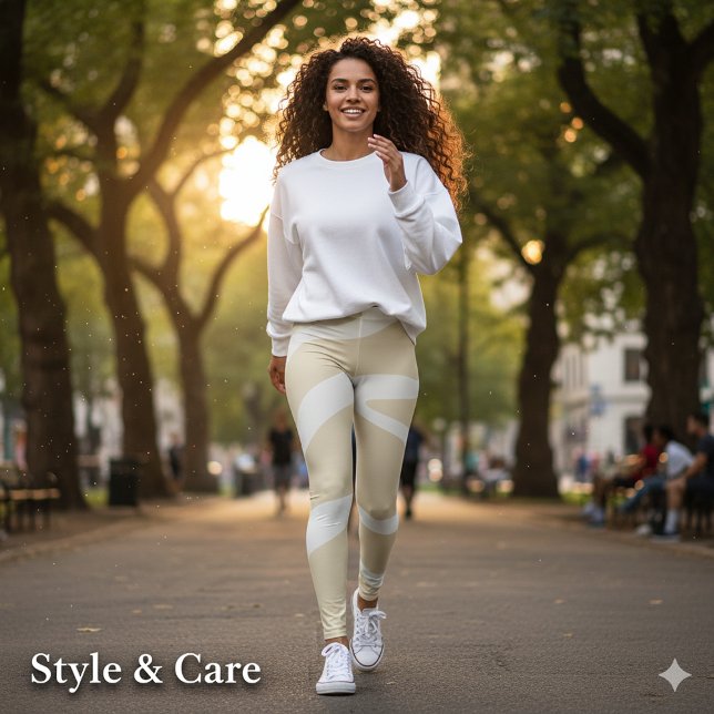 Beige Cream Simple Organic Pattern Leggings (Beige Cream Simple Organic Pattern Leggings)