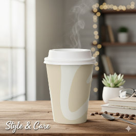 Beige Cream Simple Organic Pattern Pappbecher