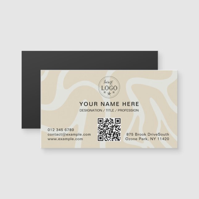 Beige Cream Simple Pattern Magnetic Business Card Magnetkarte (Vorne/Hinten)
