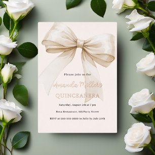 Beige-creme-Bogen Roségold Quinceanera Luxus Folieneinladung