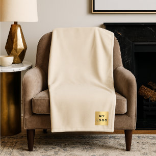 Beige Creme Firmenlogo Sondergeschenk Fleecedecke