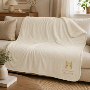Beige Creme Firmenlogo Unternehmensgeschenk Text Sherpadecke