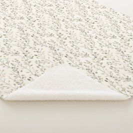 Beige Creme Grau Braun Botanische Blätter Neutral Sherpadecke