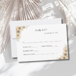 Beige Creme Gray Floral Traditionelle feierliche H RSVP Karte