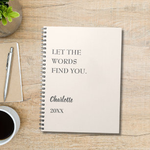 Beige Creme inspirierendes Zitat schreiben Notizblock