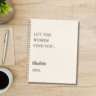 Beige Creme inspirierendes Zitat schreiben Notizbuch