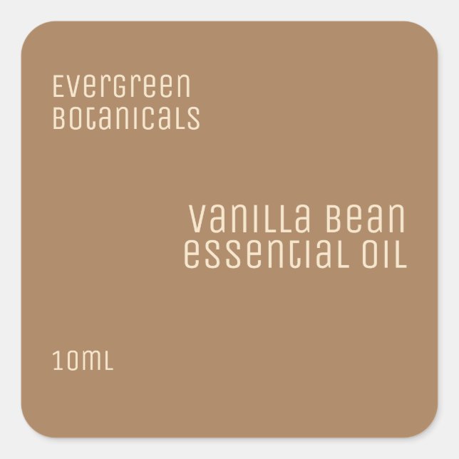 Beige Creme mit minimalistischem Beauty-Label Quadratischer Aufkleber (Vorderseite)