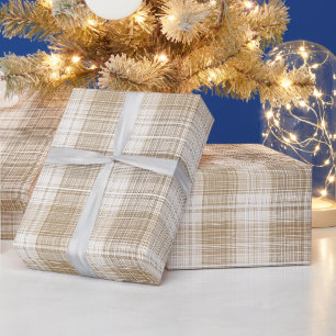Beige Creme Neutrales Fensterpaneel Leinen Karomus Geschenkpapier