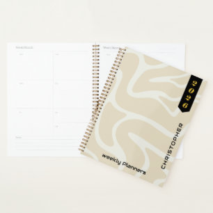 Beige Creme-Organisches Muster mit benutzerdefinie Planer