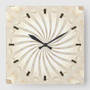 Beige-Creme-Wirbel-Wanduhr Quadratische Wanduhr