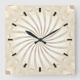 Beige-Creme-Wirbel-Wanduhr Quadratische Wanduhr