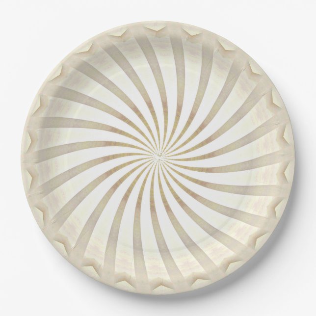Beige-cremefarbene Wirbel-Papierplatte Pappteller (Vorderseite)