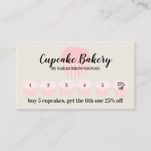 Beige Cupcake Bäckerei Café Treue Punch Rabatt Visitenkarte