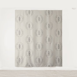Beige Custom white Logo step and repeat backdrop Wandteppich
