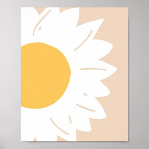 Beige Daisy – Minimalistische Blumen-Wandkunst Poster