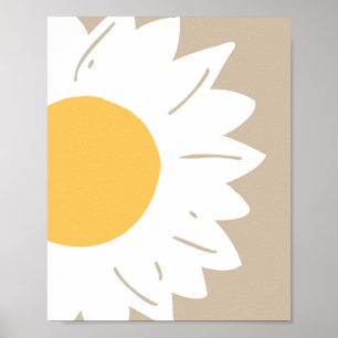 Beige Daisy – Minimalistische Florale Wandkunst Poster