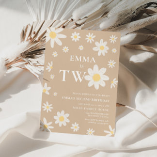 Beige Daisy Zweite Einladung zum 2. Geburtstag