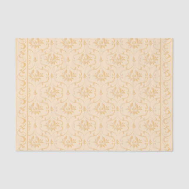 Beige Damask Brocade Blühte auf Cream Decoupage Seidenpapier (Vorderseite)