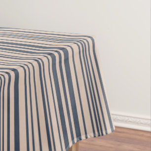 Beige/Deep Blue Stilvolle Streifenmuster Tischdecke