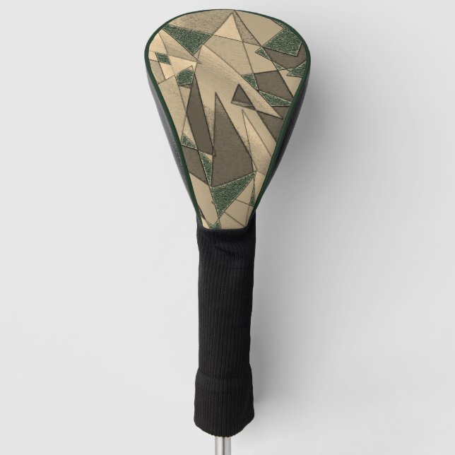 Beige dreieckige Ausschnitt auf dunkelgrünem Hinte Golf Headcover (Vorderseite)