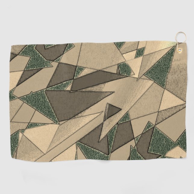 Beige dreieckige Ausschnitt auf dunkelgrünem Hinte Golfhandtuch (Horizontal)