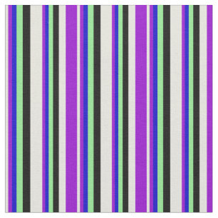Beige, dunkle Violette, blau, hellgrün und schwarz Stoff