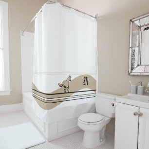 Beige Duschvorhang mit laufendem Pferd Design