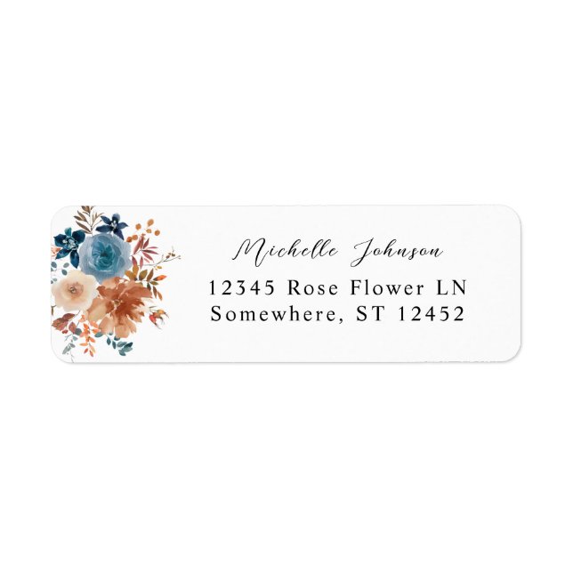 Beige & Dusty Blue Floral Return Address Label 2 (Vorne)