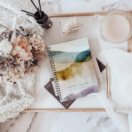 Beige Earth Tone Abstrakt Watercolor Personalisier Notizbuch