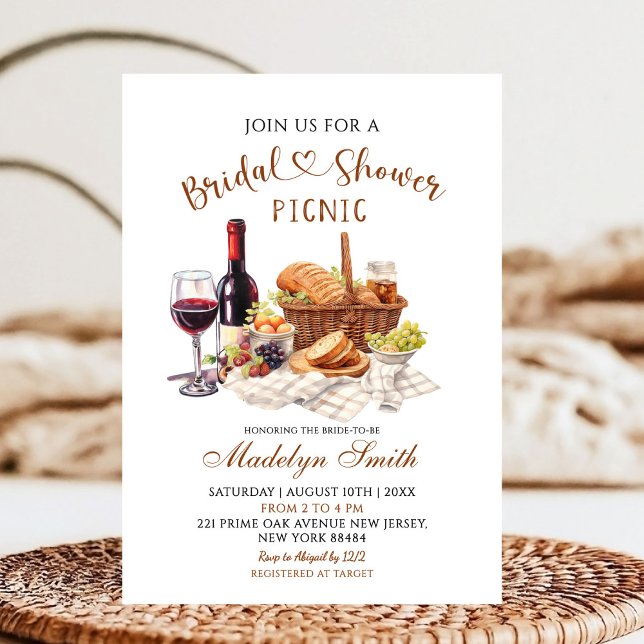 Beige Earth Tone Bridal Shower Picnic Party Einladung (Von Creator hochgeladen)