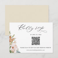Beige Earthy Blooms QR Code UAwg Online-Hochzeit