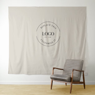 Beige einfache, benutzerdefinierte Großlogos Wandteppich