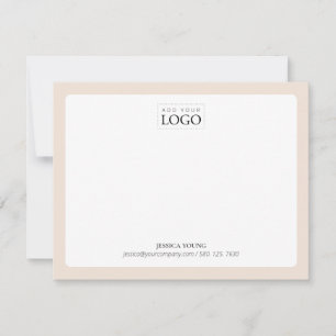 Beige   Einfache Farb-Logo-Geschäftsnotizkarte Mitteilungskarte