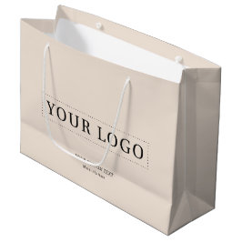 Beige einfache Minimal-Business-Logo-Geschenk Große Geschenktüte