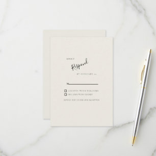 Beige einfache moderne Hochzeits-RSVP RSVP Karte