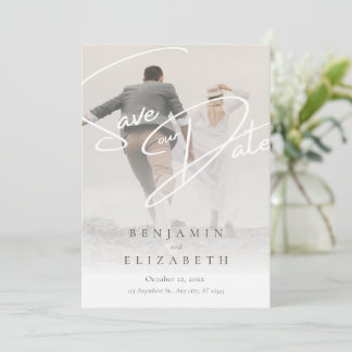 Beige Einfache Romantische Save the Date-Karte Save The Date