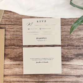 Beige Einfaches Minimalistisches Foto Hochzeit RSVP Karte