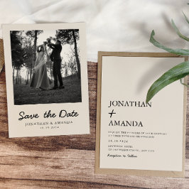 Beige Einfaches Minimalistisches Foto Hochzeit Save The Date