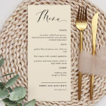 Beige Elegant Calligrafy Wedding / Empfang Menükarte<br><div class="desc">Elegante buttery beige Hochzeit-oder Abendessen Empfang Menü Karte. Modernes, einfaches und elegantes Design mit schöner moderner handgeschriebener Kalligraphie. Vorder- und Rückseite Farbe in Beige. Möglichkeit zur Änderung sowohl der Vorder- als auch der Hintergrundefarbe durch Auswahl von "Weiter anpassen". Design in einer Vielzahl von Farben verfügbar. Teil unserer Kollektion "Earthy Blooms...</div>