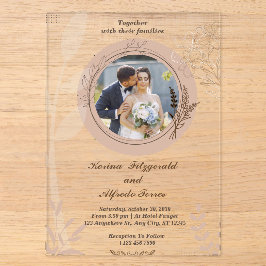 Beige Elegant Foto Hochzeitsfeiern Acryleinladungen