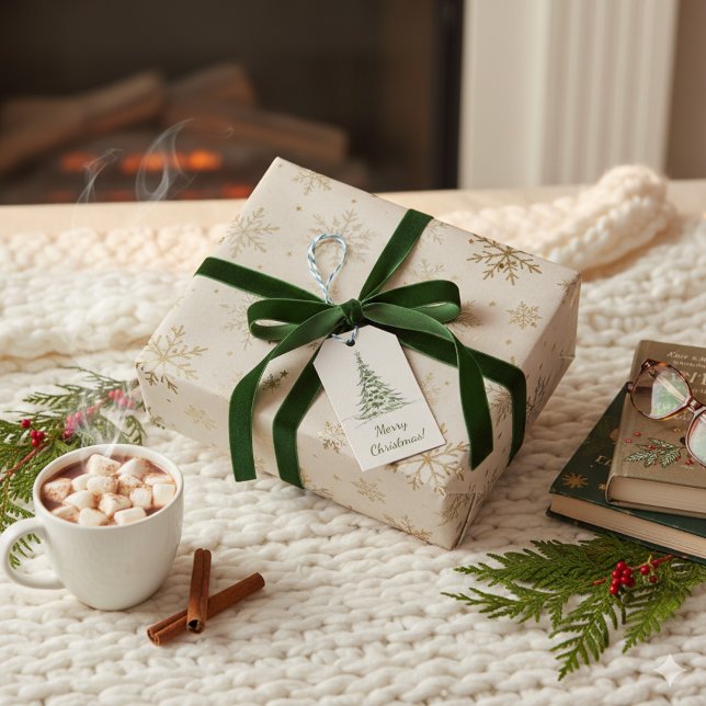 Beige Elegant Frohe Weihnachtsgeschenke Tag Geschenkanhänger (Von Creator hochgeladen)