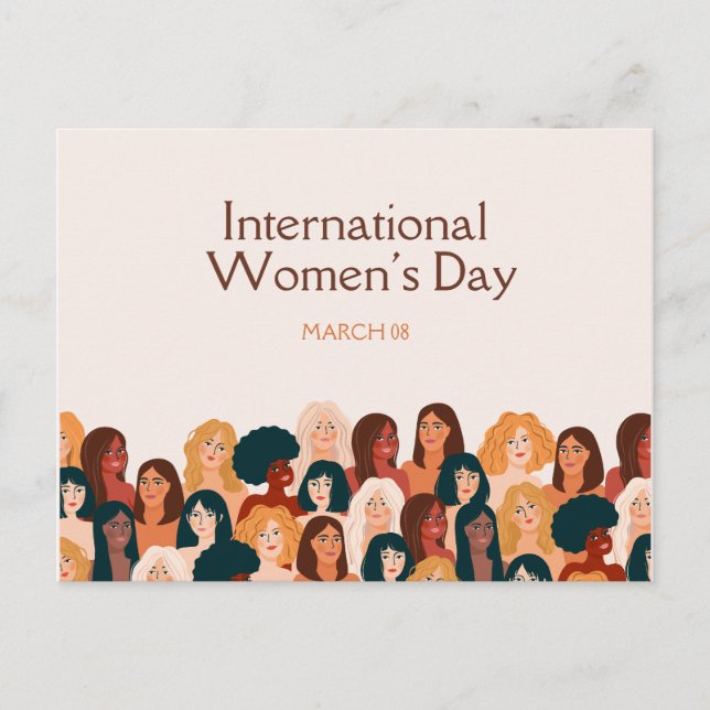 Beige Elegant Internationaler Frauentag 2025 Postkarte (Vorderseite)