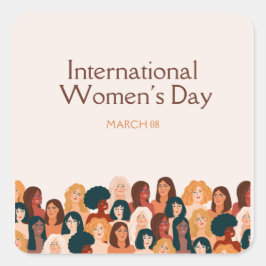 Beige Elegant Internationaler Frauentag 2025 Quadratischer Aufkleber