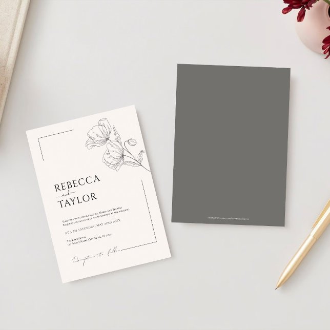 beige Elegant Minimal Wedding invitation Einladung (Von Creator hochgeladen)