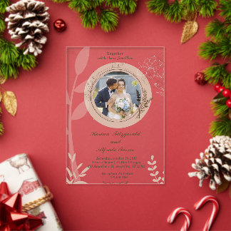 Beige Elegant Photo invitation de mariage acryliqu