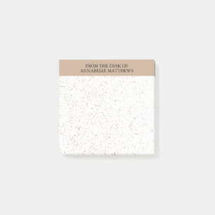 Beige Elegant vom Schreibtisch mit Name Monogramm  Post-it Klebezettel